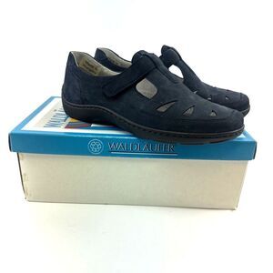 Waldlaufer Henni Shoe Flat Ocean Blue Nubuck Adjustable Comfort Box Womens 6
